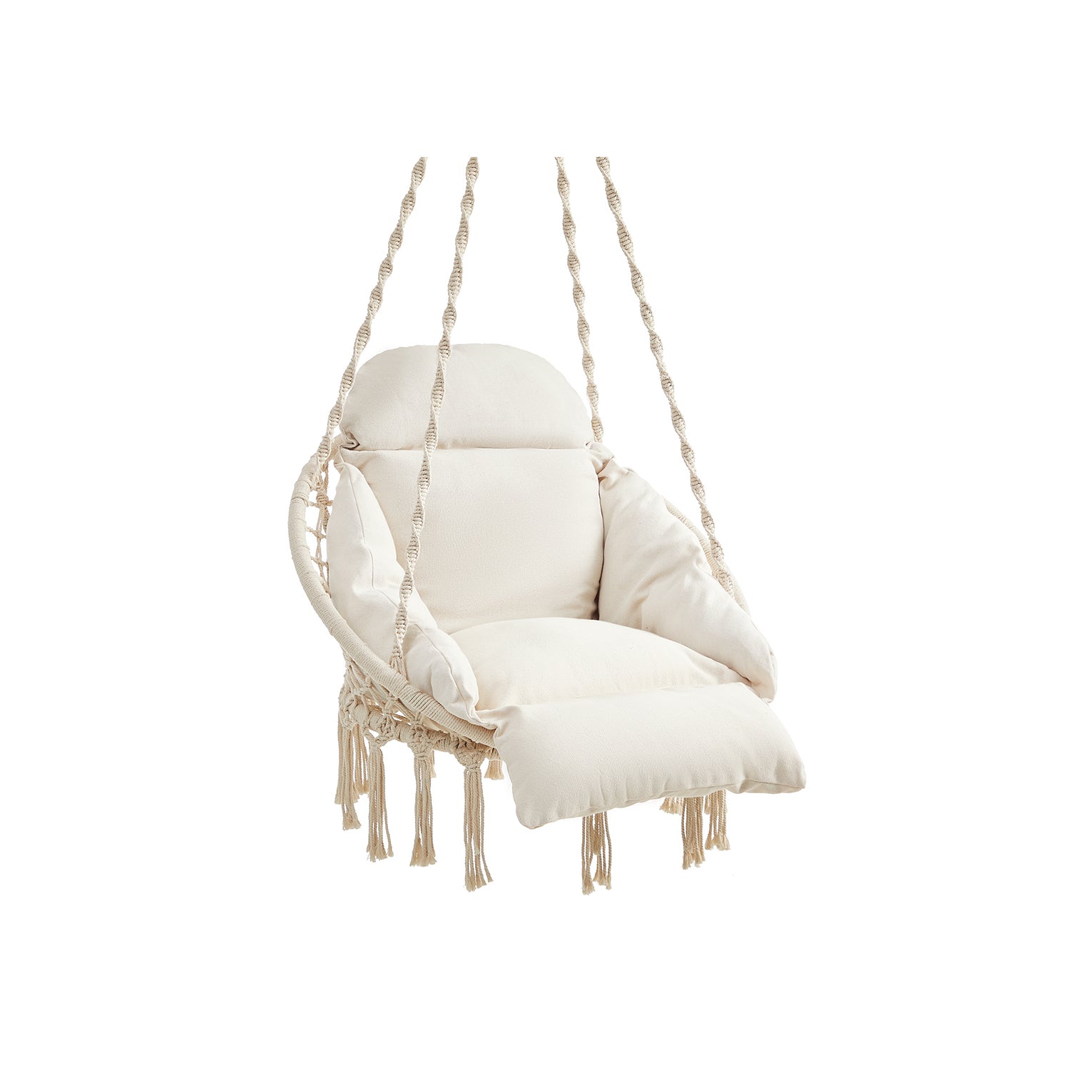 Hangstoel - Met Kussen - Katoen - Draagvermogen tot 120 kg - Beige