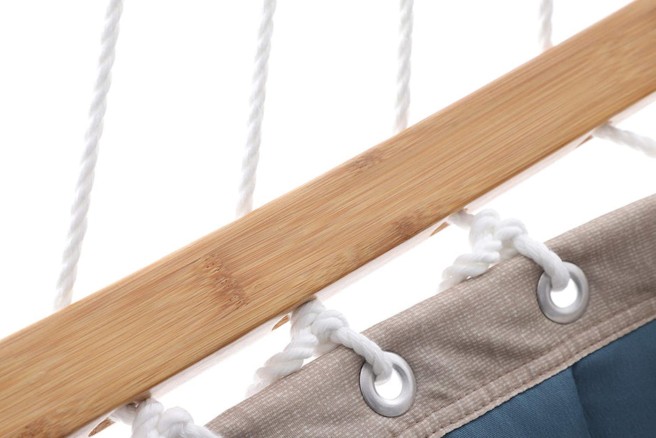 Hangmat - 2 Persoons - 200 x 140 cm - Met Kussen - Blauw-Beige