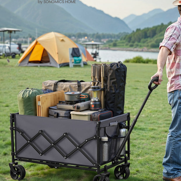 Bolderkar – Opvouwbaar – 150 Liter – Versterkte Wielen – Tot 150 kg – Duifgrijs