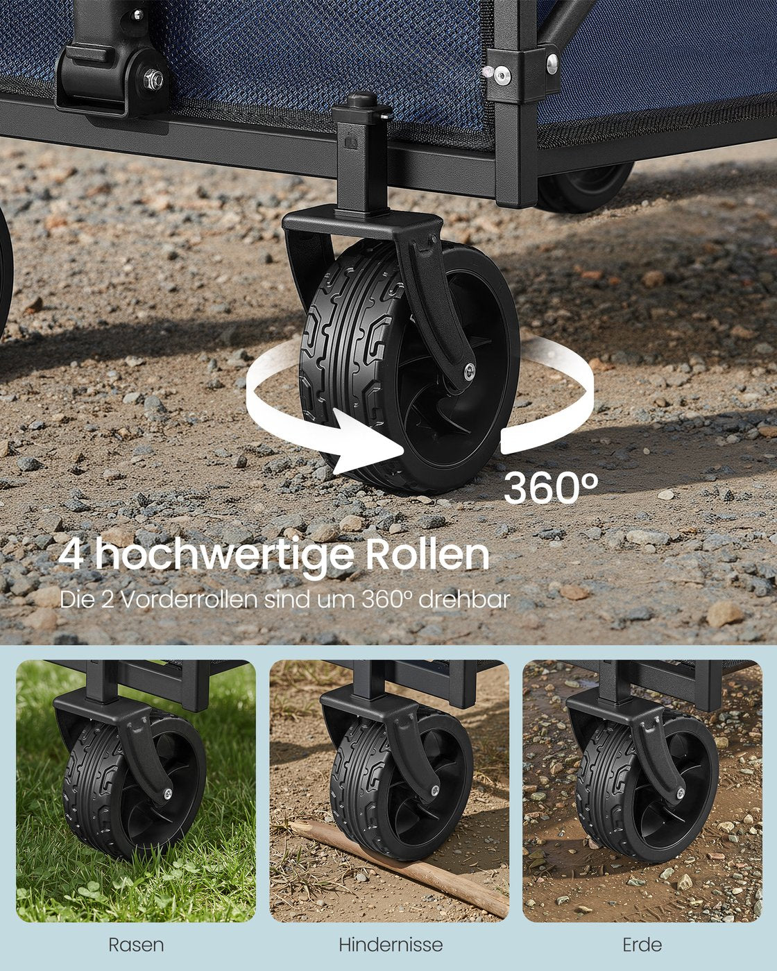 Handkar - 42 x 67 x 90,5 cm - 90 liter - Middernachtblauw - Max. draagkracht 216 kg - Opvouwbaar - Gewicht 5 kg