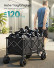 Opvouwbare handkar - 52 x 100 x 98 cm - 200 liter - inktzwart - draagvermogen tot 150 kg - 4 afneembare wielen - ingeklapt 32 x 21 x 64,5 cm - gewicht 10 kg