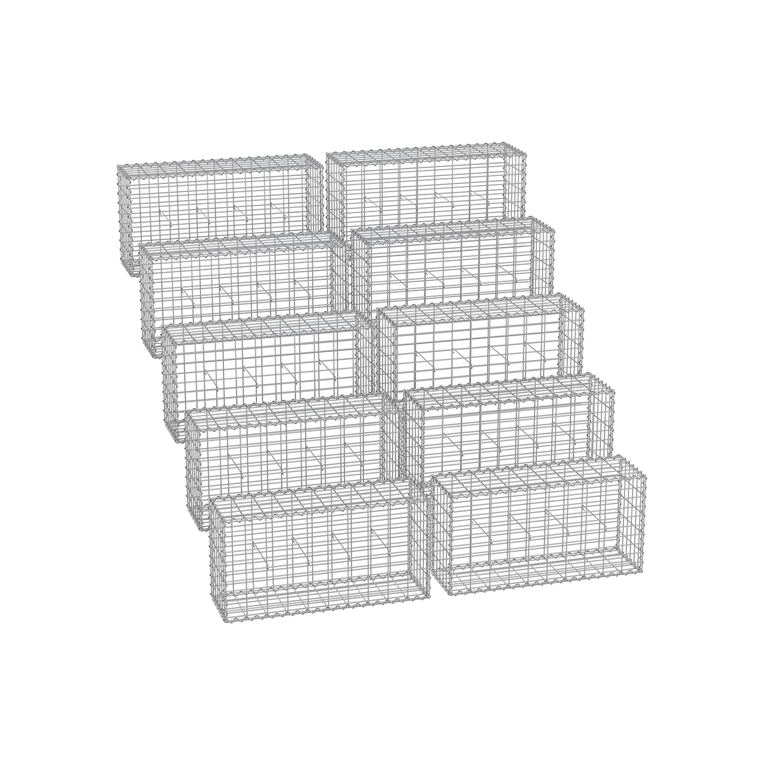 Set von 10 Scherkörben - 100 × 50 × 30 cm - Silber
