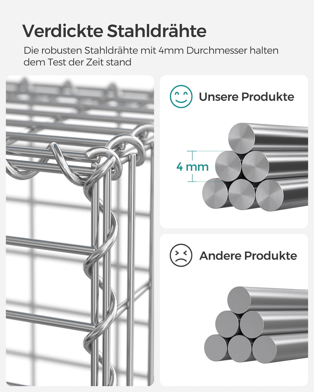 Set von 10 Scherkörben - 100 × 50 × 30 cm - Silber