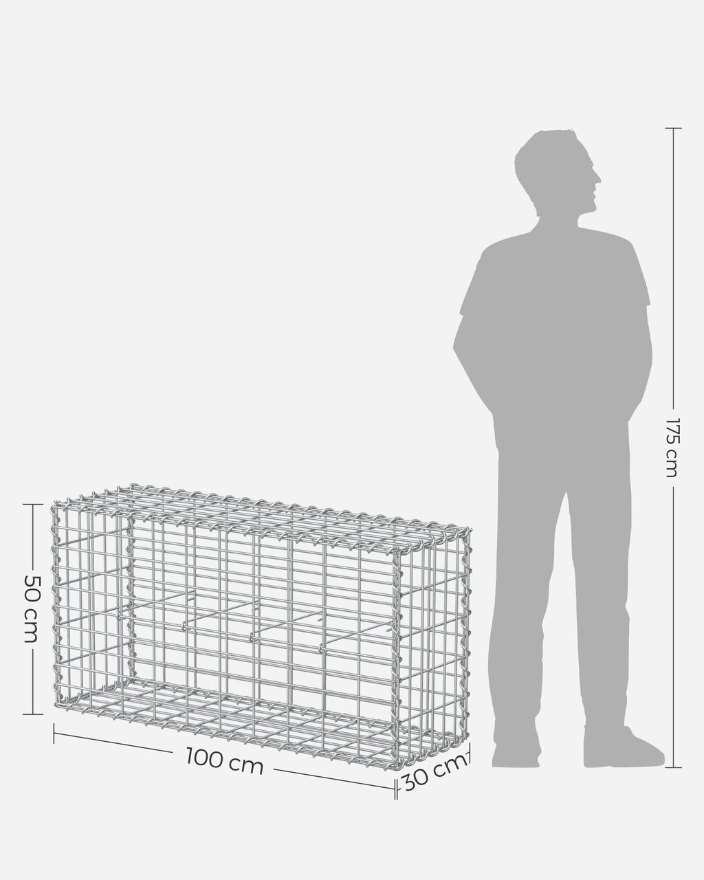 Set von 10 Scherkörben - 100 × 50 × 30 cm - Silber