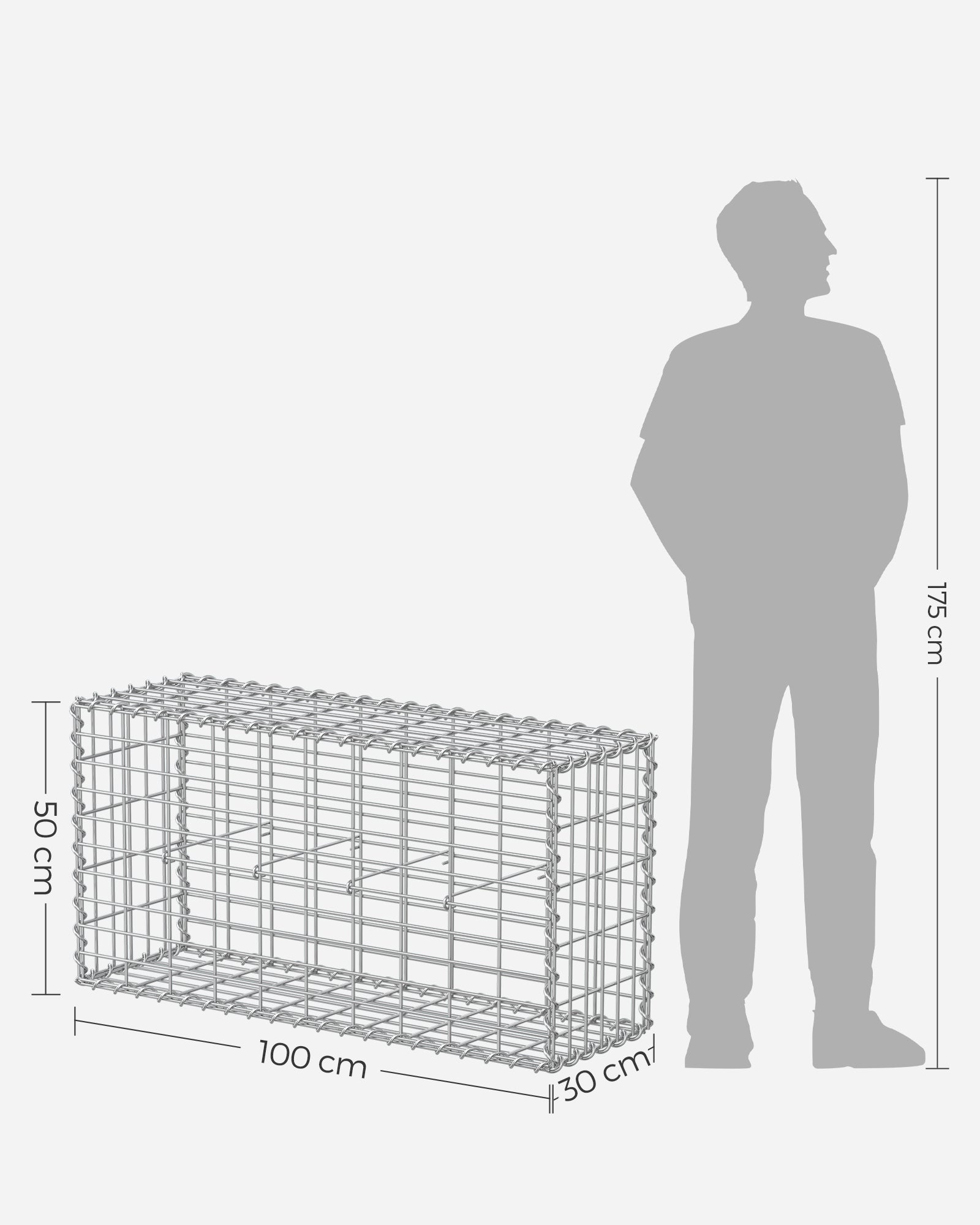 Set von 10 Scherkörben - 100 × 50 × 30 cm - Silber