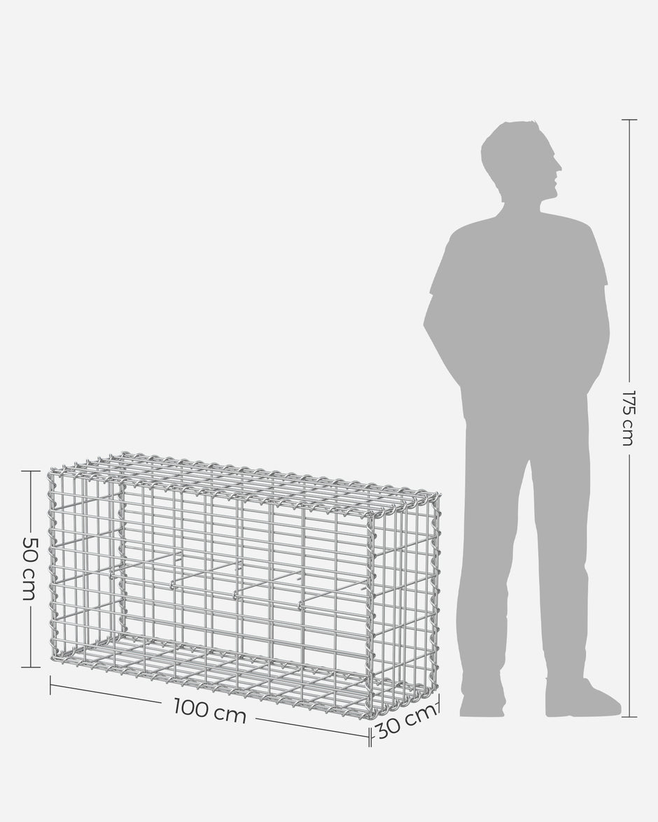 Set von 10 Scherkörben - 100 × 50 × 30 cm - Silber