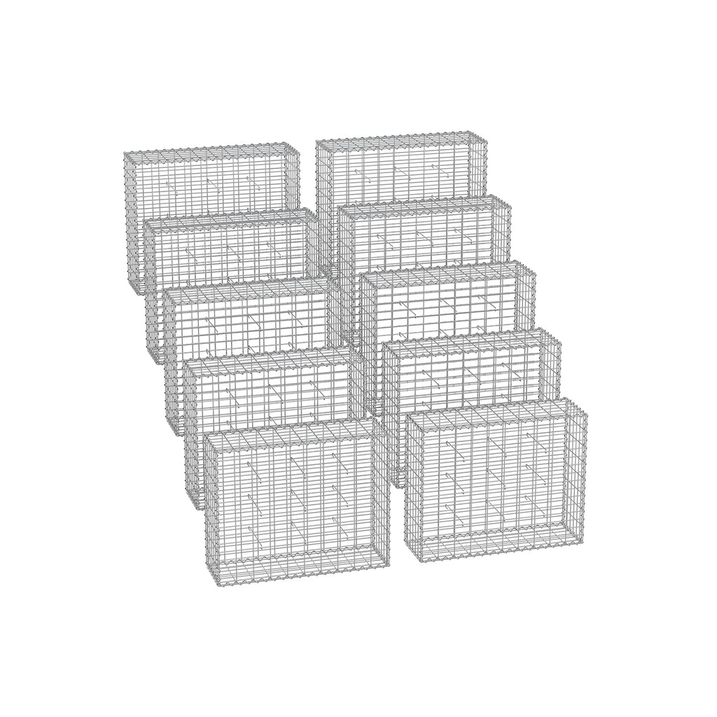 Set von 10 Schanskörben - 100 × 80 × 30 cm - Silber