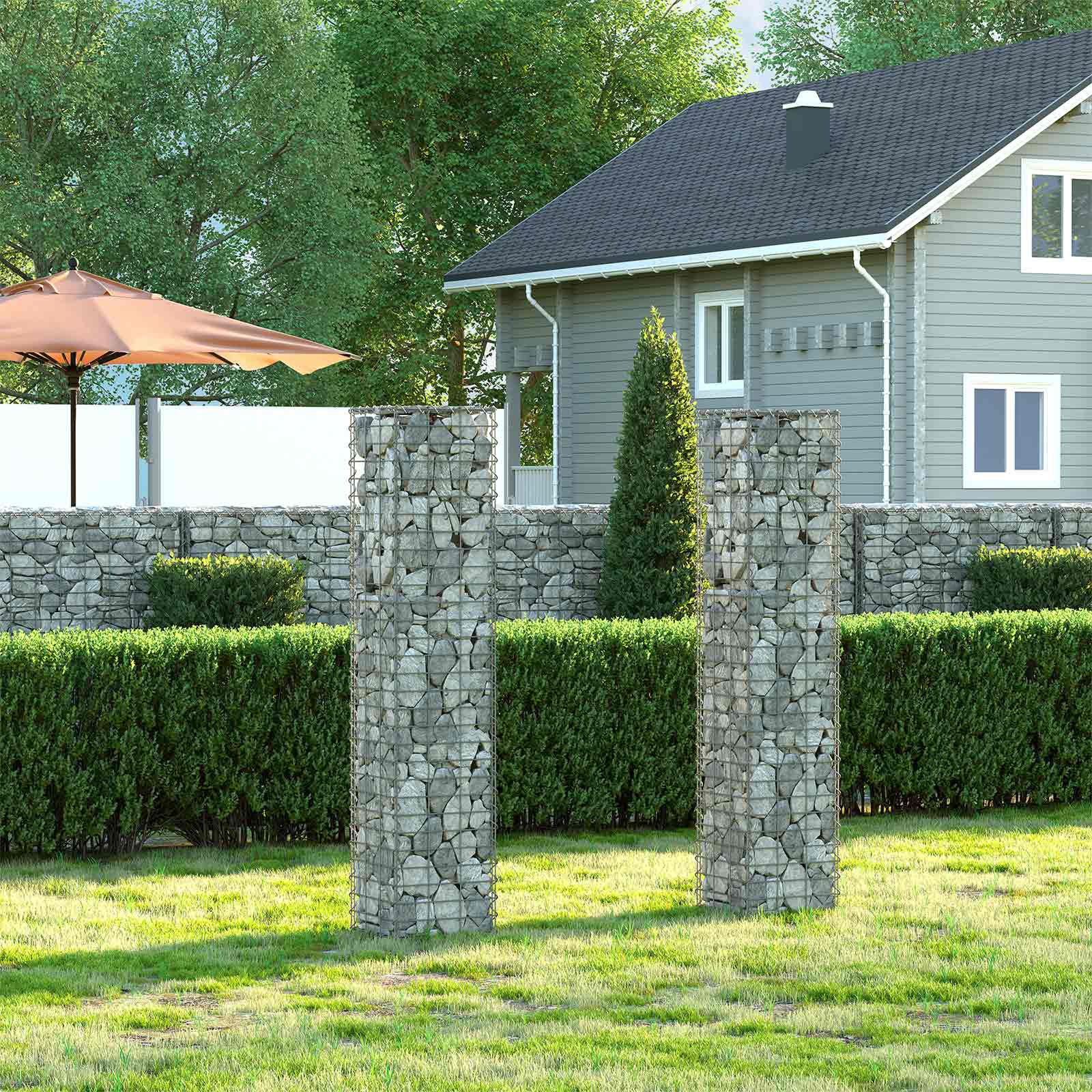 Schanskorf - Gabion Steenkorf - Draht hoch - 5 x 10 cm Maas - Silber