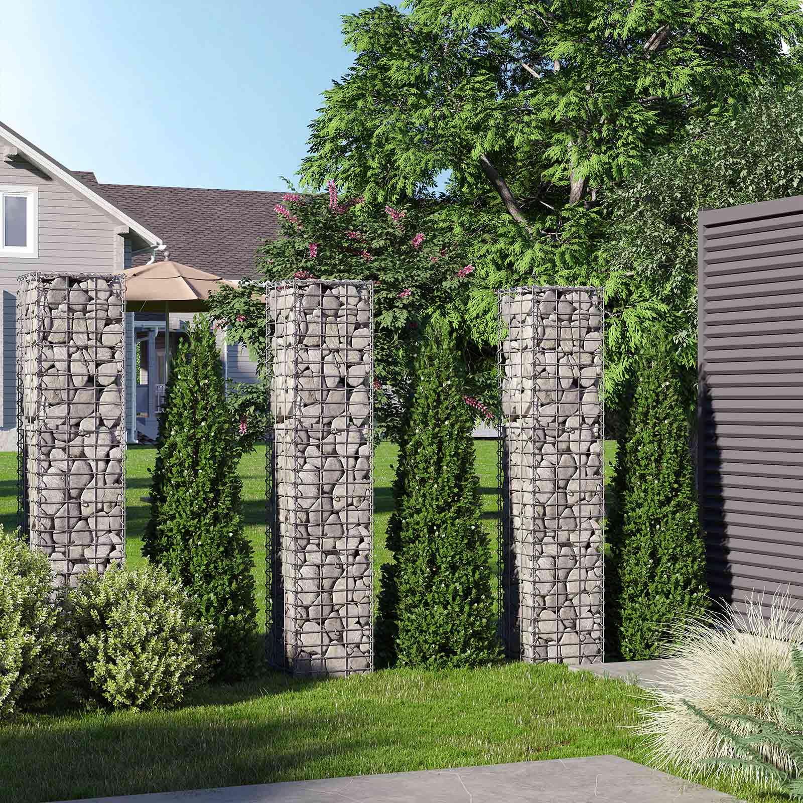 Schanskorf - Gabion Steenkorf - Draht hoch - 5 x 10 cm Maas - Silber