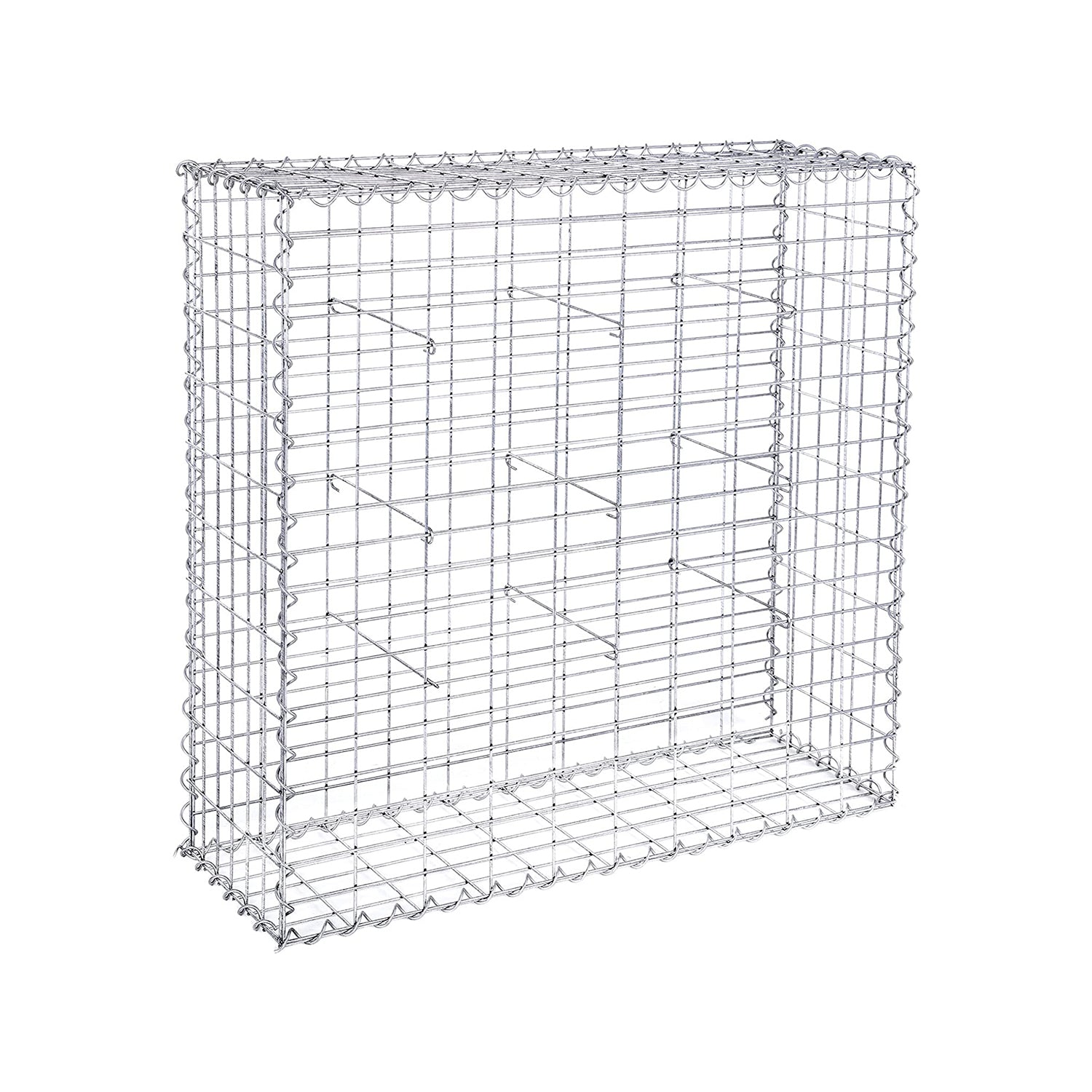 Schanskorf - Gabion aus Metallnetz - 100 x 95 x 30 cm - Silber