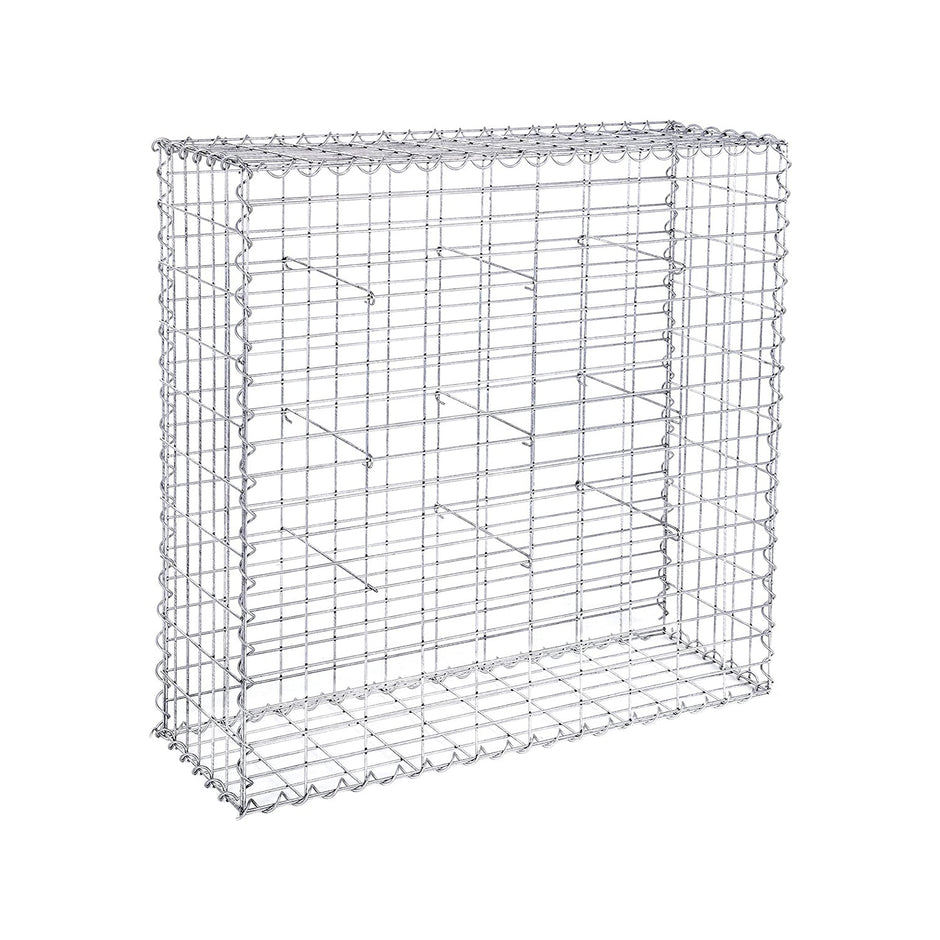 Schanskorf - Gabion aus Metallnetz - 100 x 95 x 30 cm - Silber