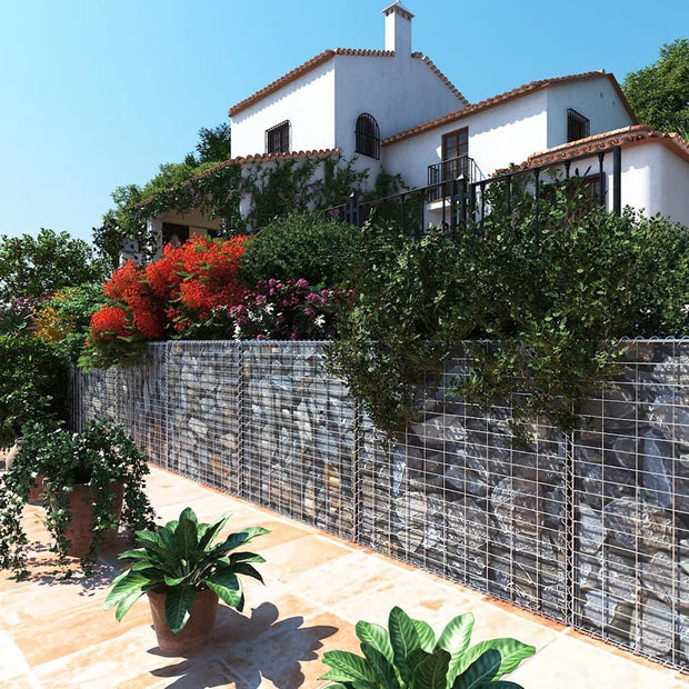 Schanskorf - Gabion aus Metallnetz - 100 x 95 x 30 cm - Silber