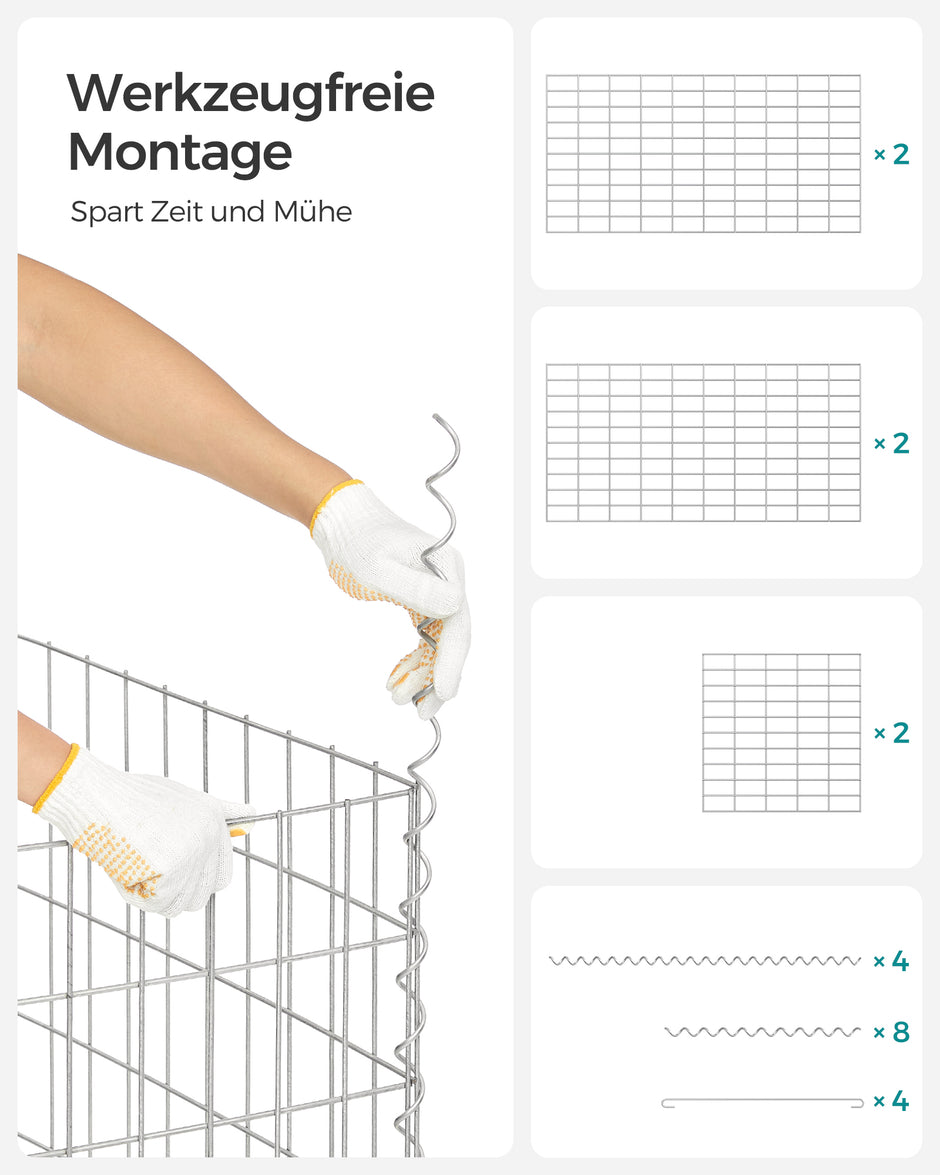 Drahtkorb - 100 x 30 x 30 cm - 2 - Silber