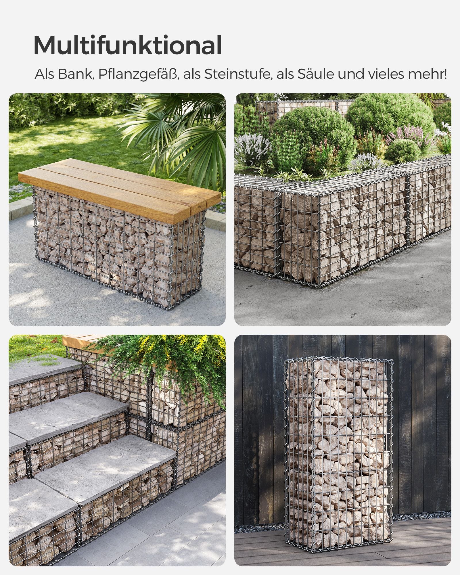 Set von 3 Schans Körben - MAAS -Breite 5 × 10 cm - Silber