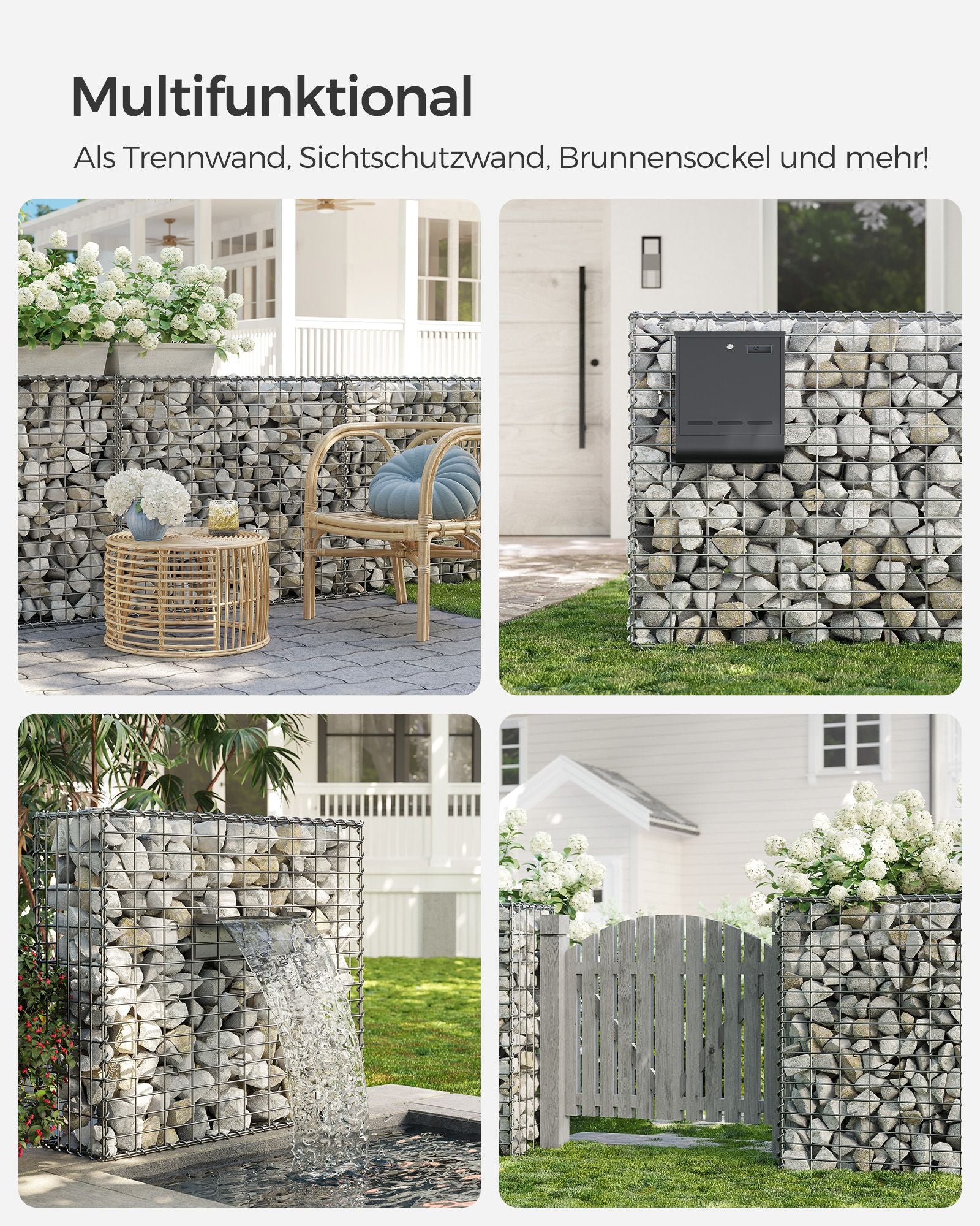 Set von 3 Schanskörben - 100 × 30 × 30 cm - Silber