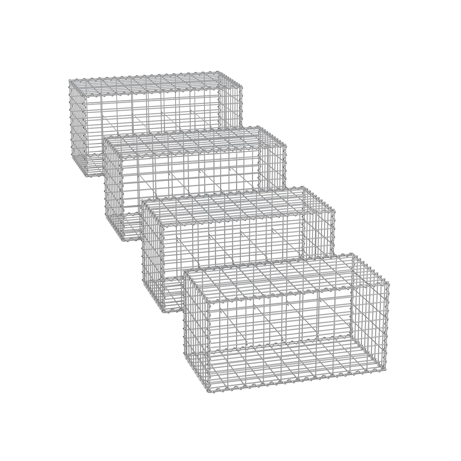SCHANS Körbe - Set von 4 - 100 × 30 × 30 cm - Silber