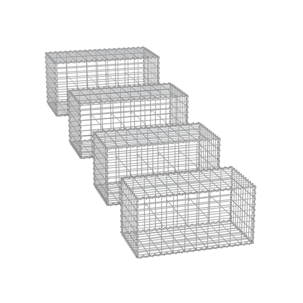 SCHANS Körbe - Set von 4 - 100 × 30 × 30 cm - Silber