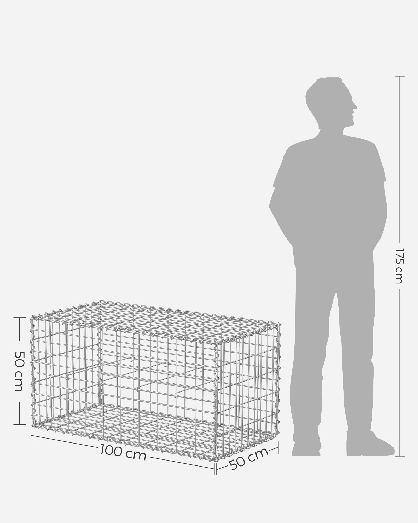 SCHANS Körbe - Set von 4 - 100 × 30 × 30 cm - Silber