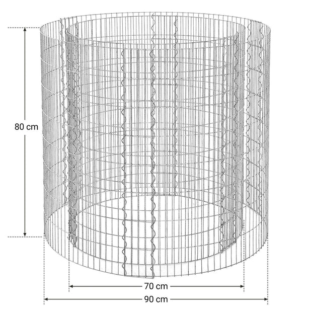 Schanskorf - runder dekorativer Korb - Metallsteinkorb - Edelstahl - 90 x 80 cm