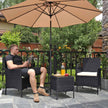 Gartenmöbelset - Loungeset - Rattan -Look - 2 Stühle und Glas Tisch - Schwarz