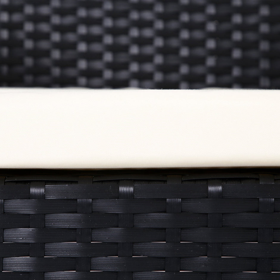 Gartenmöbelset - Loungeset - Rattan -Look - 2 Stühle und Glas Tisch - Schwarz