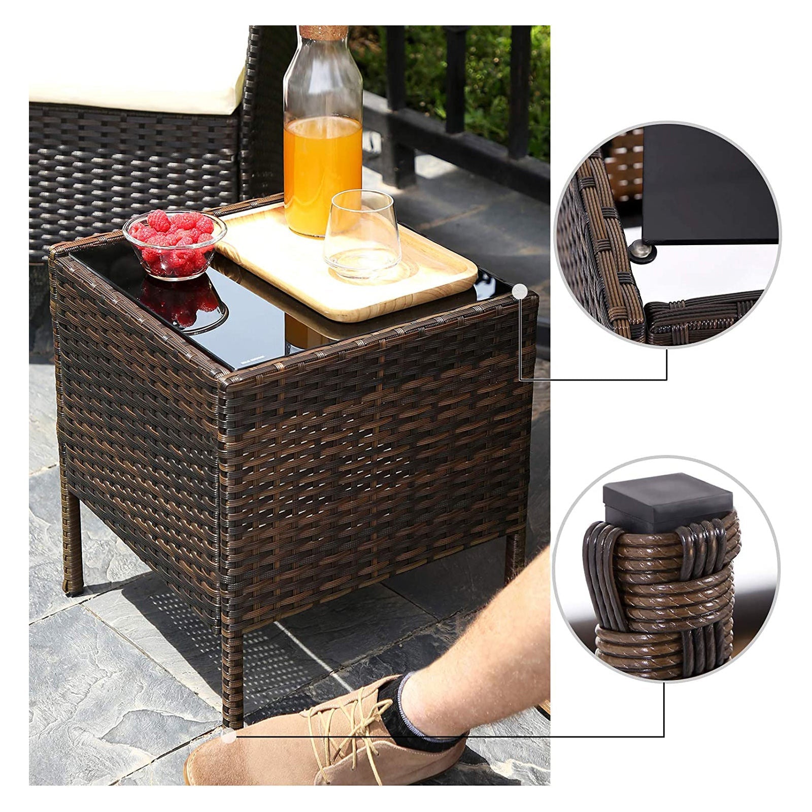 Gartenmöbelset - Lounge -Set - 2 Stühle und Tisch - Terrassenmöbel - Brown