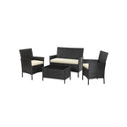 Gartenmöbelset - Loungeset - Rattan -Look - 2 Stühle und Glas Tisch - Schwarz