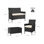 Gartenmöbelset - Loungeset - Rattan -Look - 2 Stühle und Glas Tisch - Schwarz