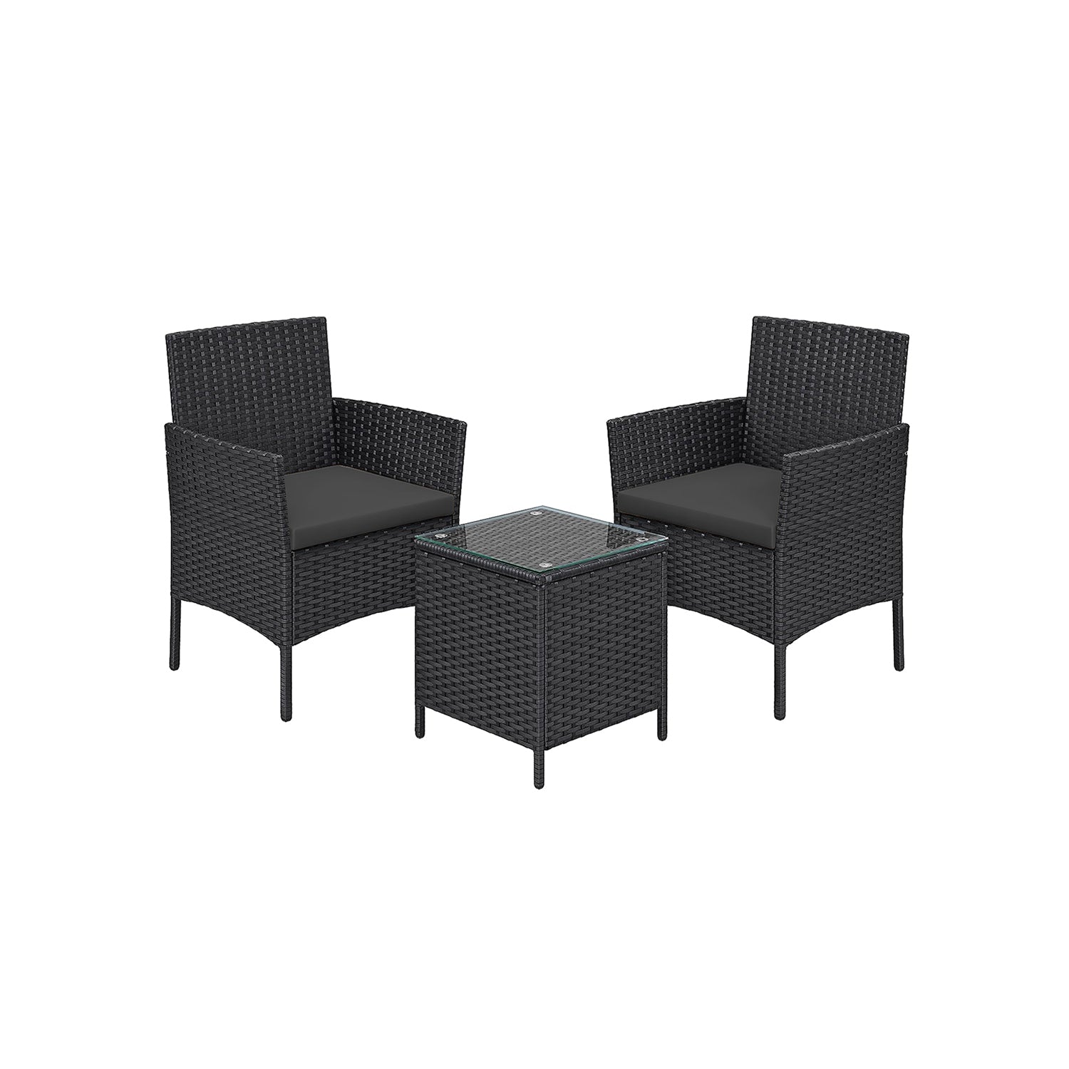 Gartenmöbel Set - PE Polyrotan - Schwarz und Grau