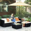 Gartenmöbelset - Lounge -Set - Gartenbank und Tisch - mit Kissen - Glasoberteil - Schwarz / Beige