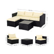 Gartenmöbelset - Lounge -Set - Gartenbank und Tisch - mit Kissen - Glasoberteil - Schwarz / Beige