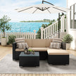 Gartenmöbelset - Lounge -Set - Gartenbank und Tisch - mit Kissen - Glasoberteil - Schwarz / Beige