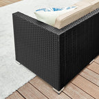 Gartenmöbelset - Lounge -Set - Gartenbank und Tisch - mit Kissen - Glasoberteil - Schwarz / Beige