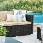 Gartenmöbelset - Lounge -Set - Gartenbank und Tisch - mit Kissen - Glasoberteil - Schwarz / Beige