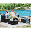 Gartenmöbelset - Lounge -Set - Gartenbank und Tisch - mit Kissen - Glasoberteil - Schwarz / Beige