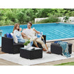 Gartenmöbelset - mit Kissen und Glas Tisch - schwarz und grau
