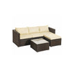 Gartenmöbelset - Polyrotan Lounge Set - Gartentisch mit Glasoberteil - Braun/Beige