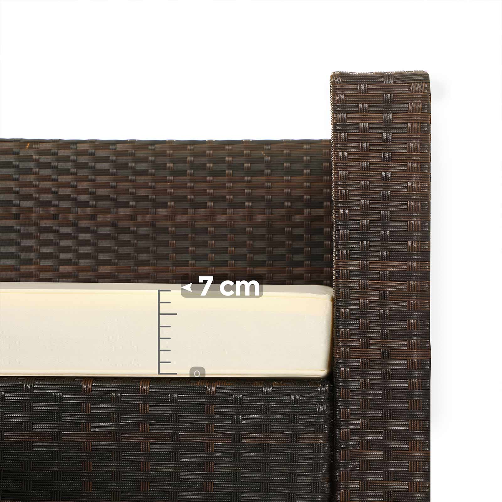 Gartenmöbelset - Polyrotan Lounge Set - Gartentisch mit Glasoberteil - Braun/Beige