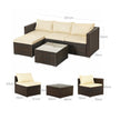 Gartenmöbelset - Polyrotan Lounge Set - Gartentisch mit Glasoberteil - Braun/Beige