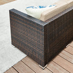 Lounge -Set - Gartenmöbelset - Ecksofa mit Tisch - Glasoberteil - Braun