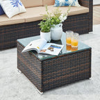 Lounge -Set - Gartenmöbelset - Ecksofa mit Tisch - Glasoberteil - Braun