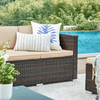 Lounge -Set - Gartenmöbelset - Ecksofa mit Tisch - Glasoberteil - Braun