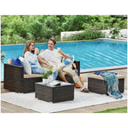 Lounge -Set - Gartenmöbelset - Ecksofa mit Tisch - Glasoberteil - Braun
