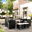 Gartenmöbelset - Loungeset - Rattan -Look - 2 Stühle und Glas Tisch - Schwarz
