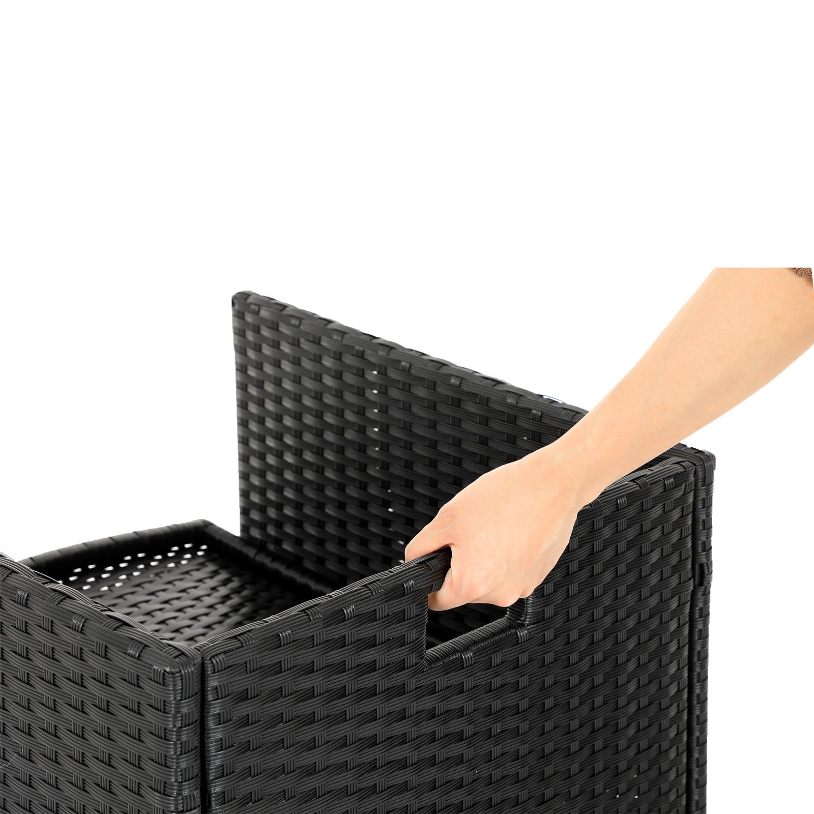 Gartenmöbelset - Loungeset - Rattan -Look - 2 Stühle und Glas Tisch - Schwarz