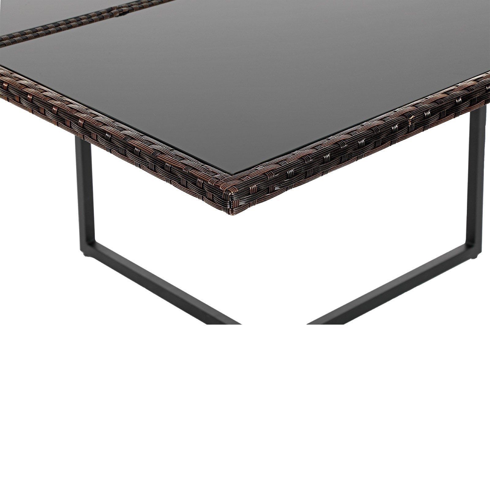 Gartenmöbelset - Loungeset - Rattan -Look - 2 Stühle und Glas Tisch - Schwarz