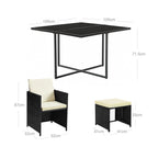 Gartenmöbelset - Loungeset - Rattan -Look - 2 Stühle und Glas Tisch - Schwarz