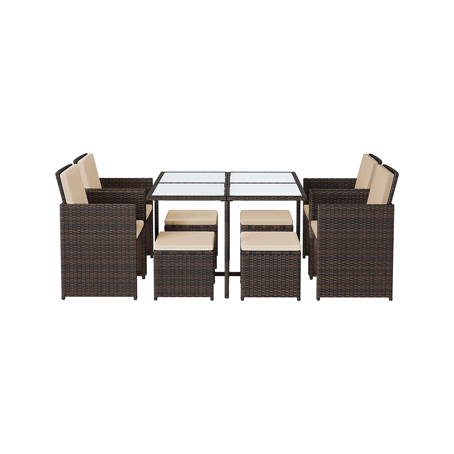 Gartenmöbelset - Esstisch mit Stühlen - Set von 9 - Gartenset