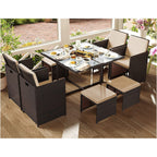 Gartenmöbelset - Esstisch mit Stühlen - Set von 9 - Gartenset