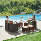 Gartenmöbelset - Esstisch mit Stühlen - Set von 9 - Gartenset